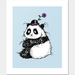 Plump Little Panda with an Adorable Hat Posters and Art